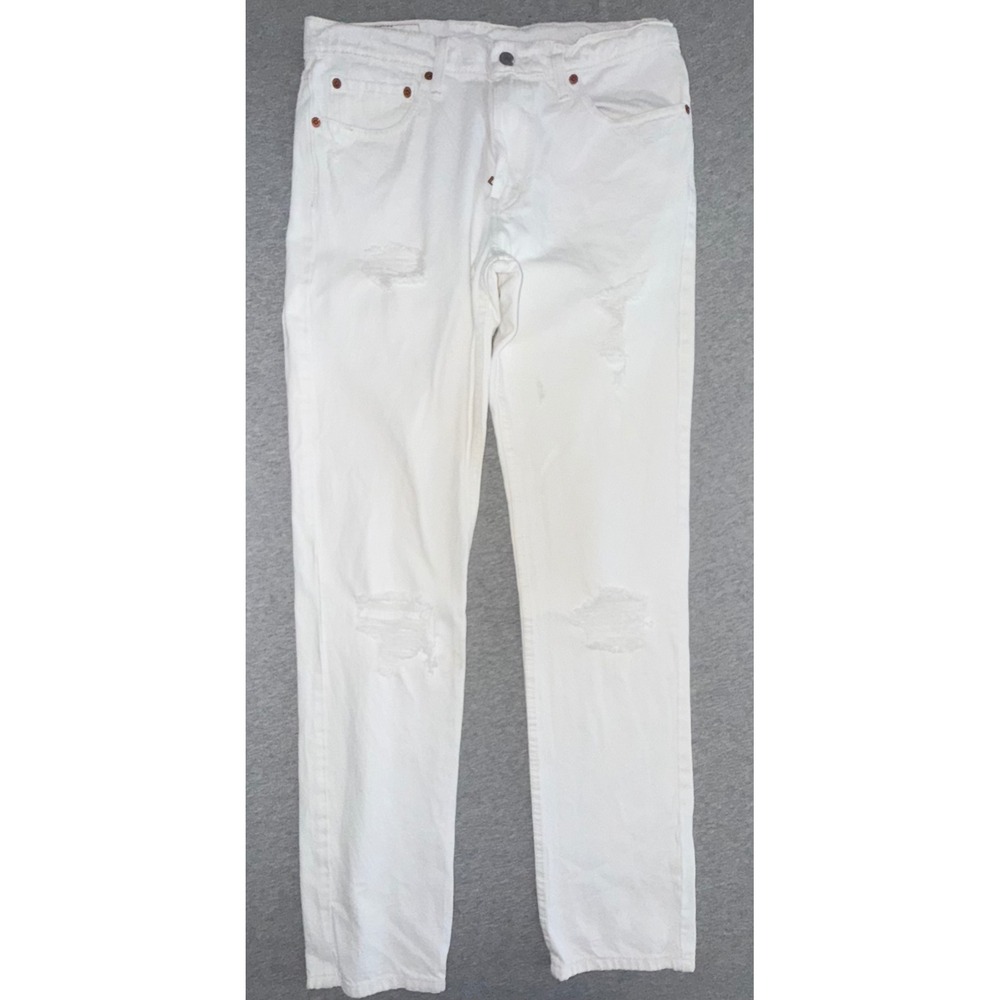 Levi's 511 Slim Fit Mens White Distressed Jeans Size 32x34 Streetwear Minimalist - Picture 2 of 12